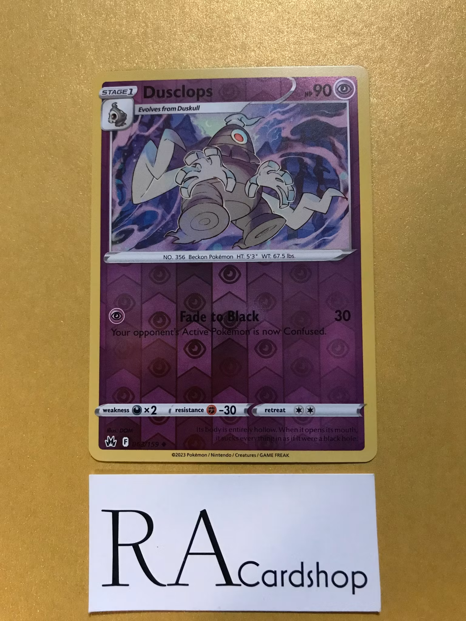 Dusclops Reverse Holo Uncommon 063/159 Crown Zenith Pokemon