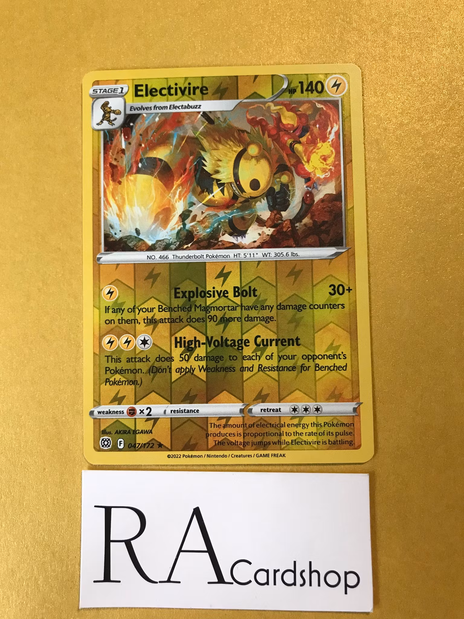 Electivire Reverse Holo Rare 047/172 Brilliant Stars Pokemon