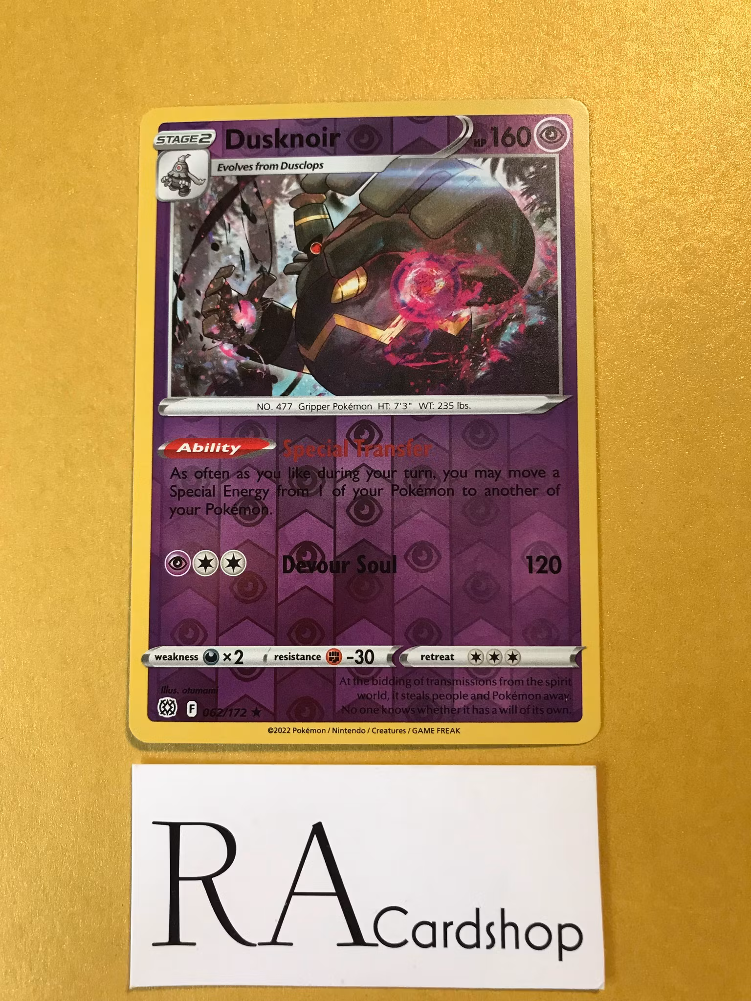 Dusknoir Reverse Holo Rare 062/172 Brilliant Stars Pokemon