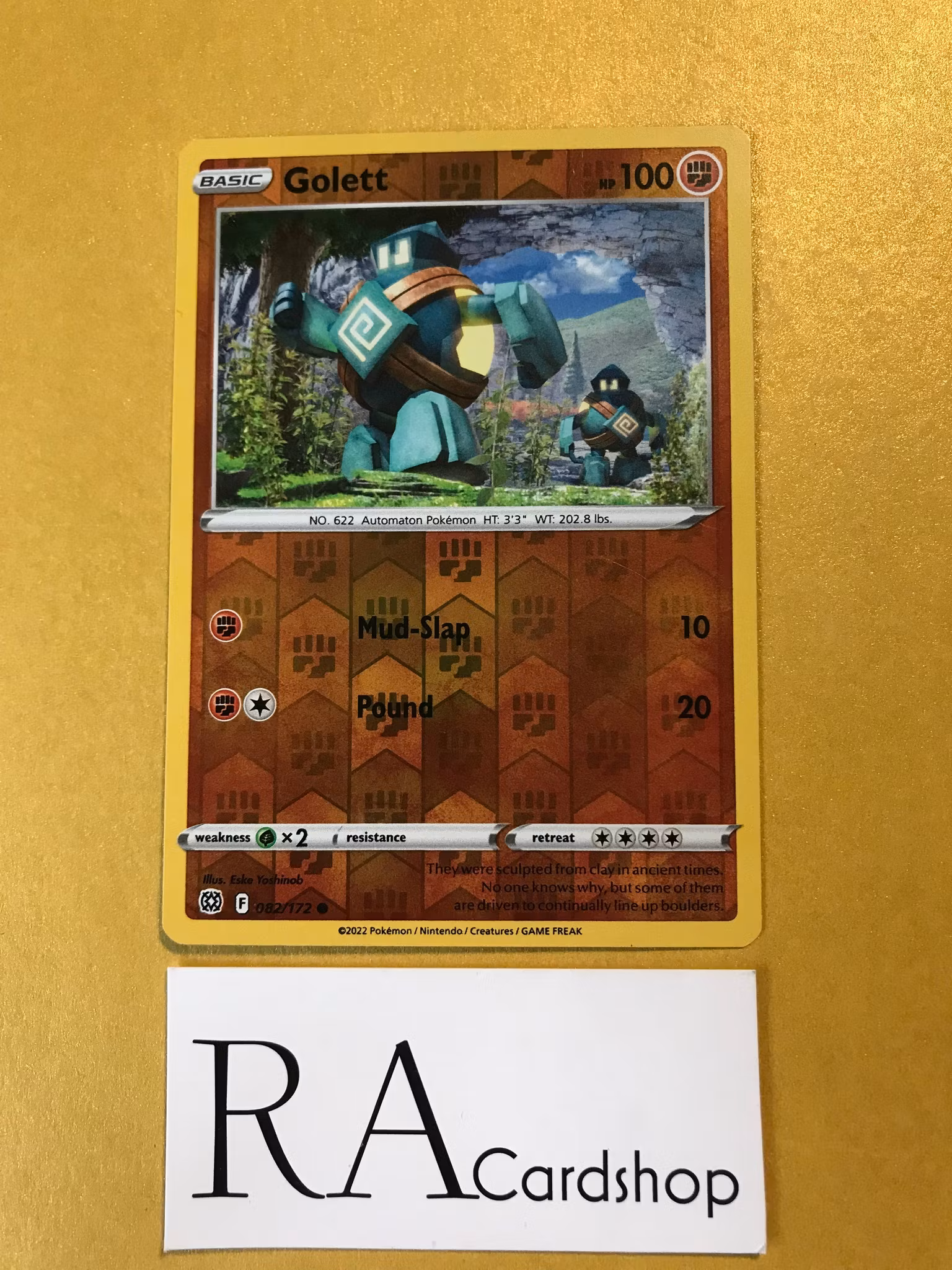 Golett Reverse Holo Common 082/172 Brilliant Stars Pokemon