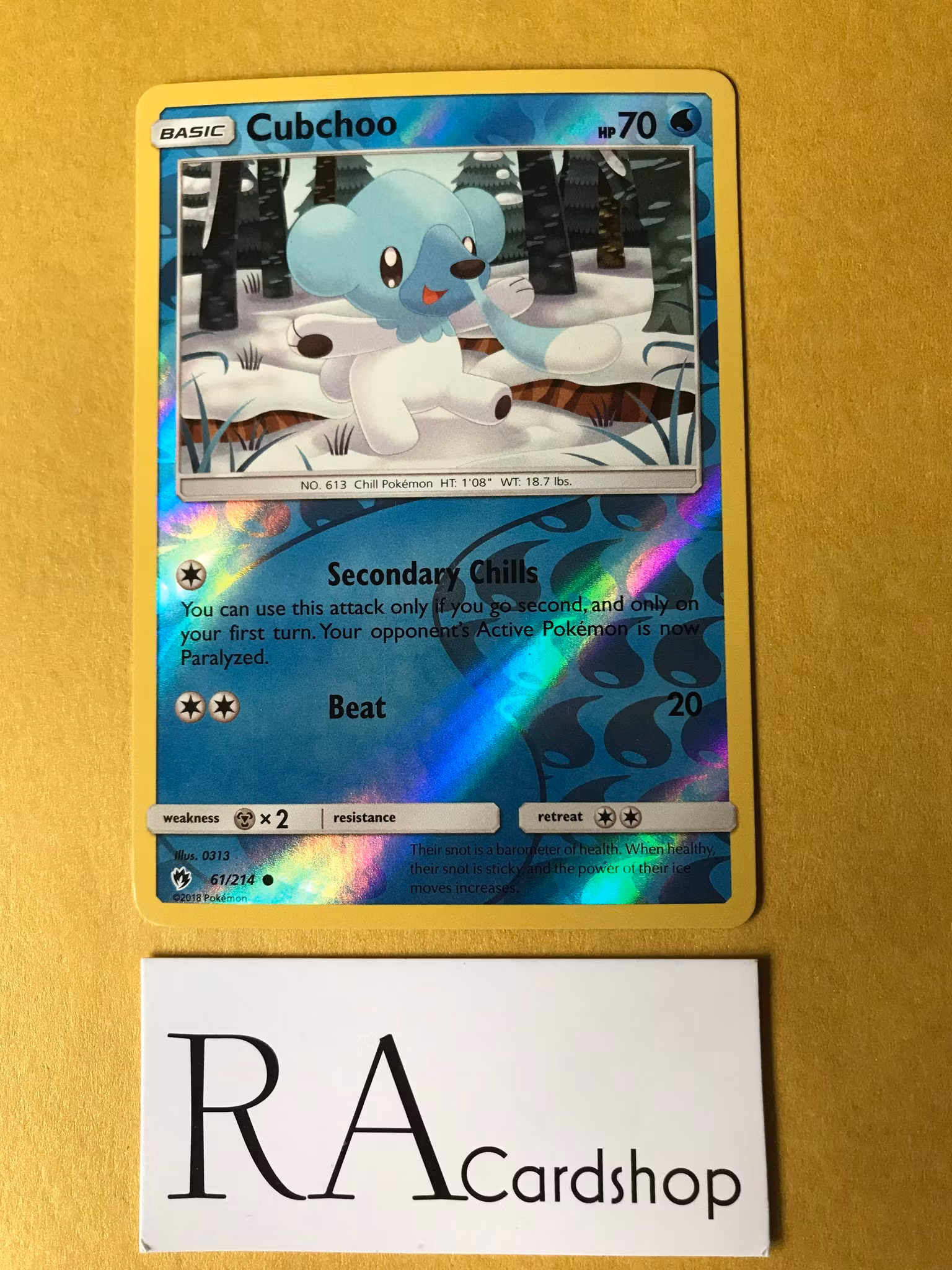 Cubchoo Reverse Holo Common 61/214 Lost Thunder Pokemon
