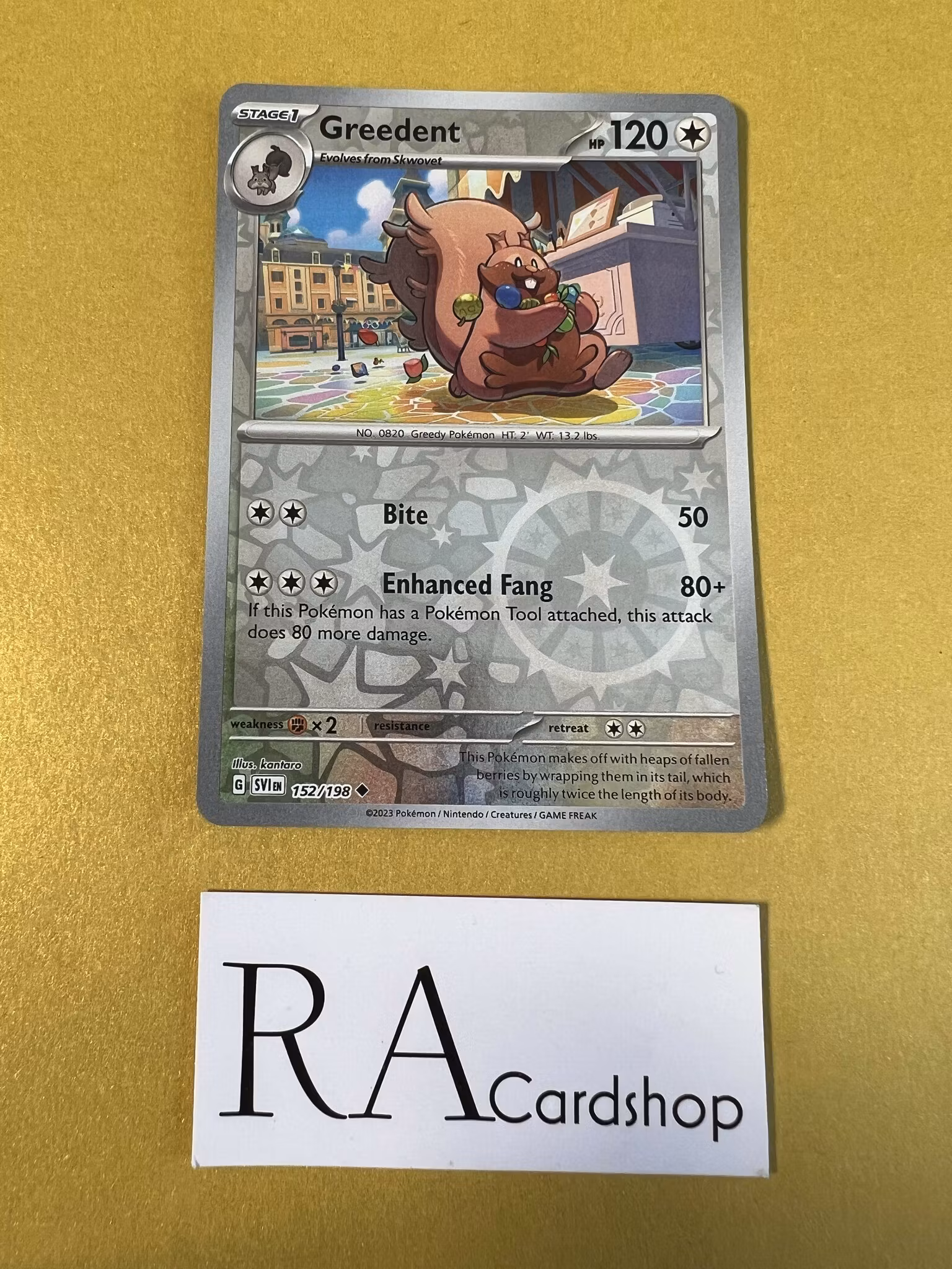 Greedent Reverse Holo Uncommon 152/198 Scarlet & Violet Pokemon