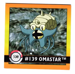 Omastar #139 Stickers 1999 Series 1 Pokemon