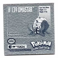 Omastar #139 Stickers 1999 Series 1 Pokemon