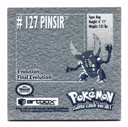 Pinsir #127 Stickers 1999 Series 1 Pokemon