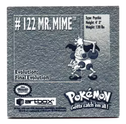 Mr Mime #122 Stickers 1999 Series 1 Pokemon