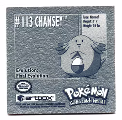 Chansey #113 Stickers 1999 Series 1 Pokemon