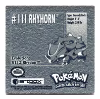 Rhyhorn #111 Stickers 1999 Series 1 Pokemon