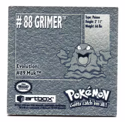 Grimer #88 Stickers 1999 Series 1 Pokemon