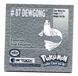 Dewgong #87 Stickers 1999 Series 1 Pokemon