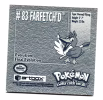 Farfetchd #83 Stickers 1999 Series 1 Pokemon