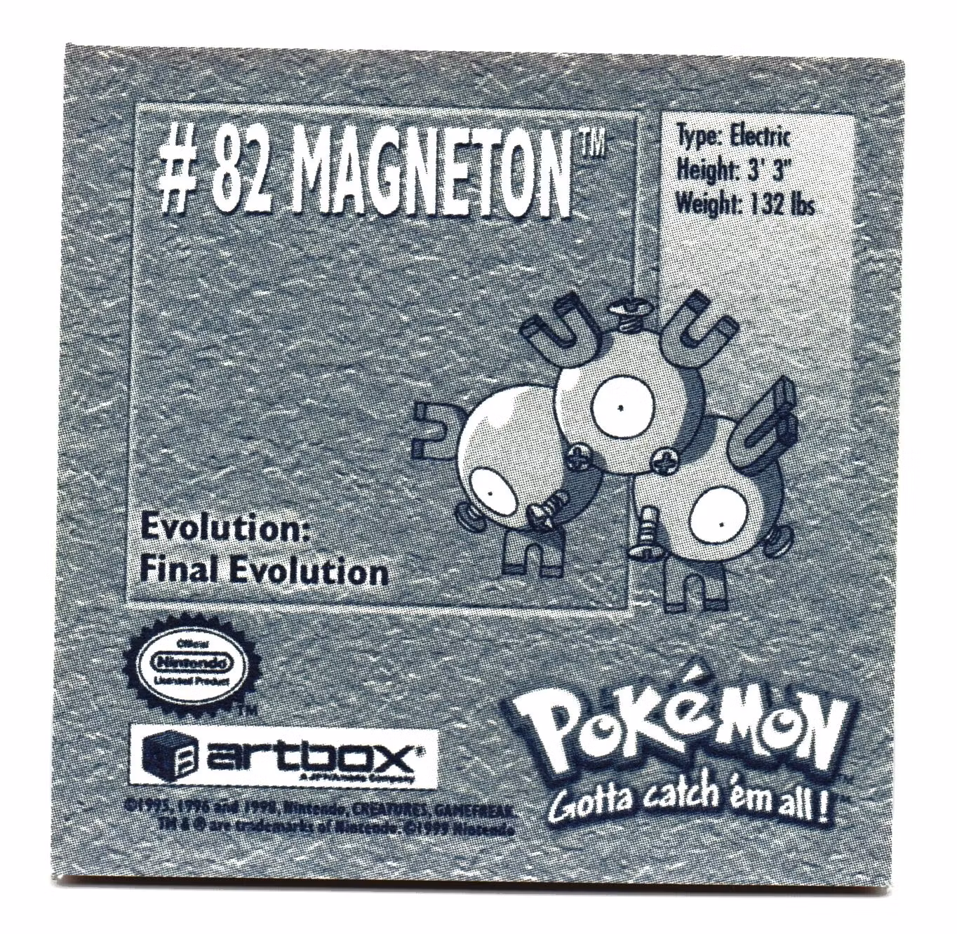 Magneton #82 Stickers 1999 Series 1 Pokemon