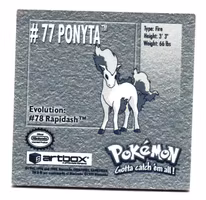 Ponyta #77 Stickers 1999 Series 1 Pokemon