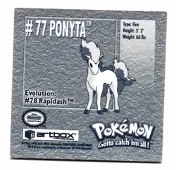 Ponyta #77 Stickers 1999 Series 1 Pokemon