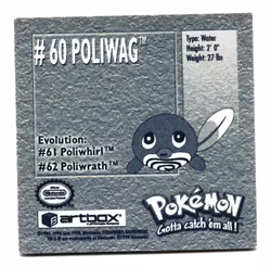 Poliwag #60 Stickers 1999 Series 1 Pokemon