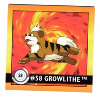 Growlithe #58 Stickers 1999 Series 1 Pokemon