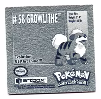 Growlithe #58 Stickers 1999 Series 1 Pokemon