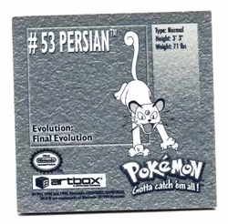 Persian #53 Stickers 1999 Series 1 Pokemon