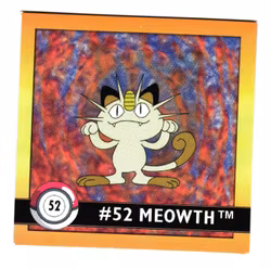 Meowth #52 Stickers 1999 Series 1 Pokemon