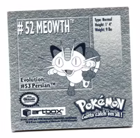 Meowth #52 Stickers 1999 Series 1 Pokemon