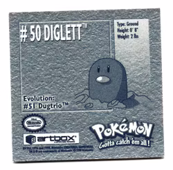 Diglett #50 Stickers 1999 Series 1 Pokemon