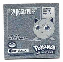 Jigglypuff #39 Stickers 1999 Series 1 Pokemon