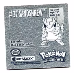 Sandshrew #27 Stickers 1999 Series 1 Pokemon