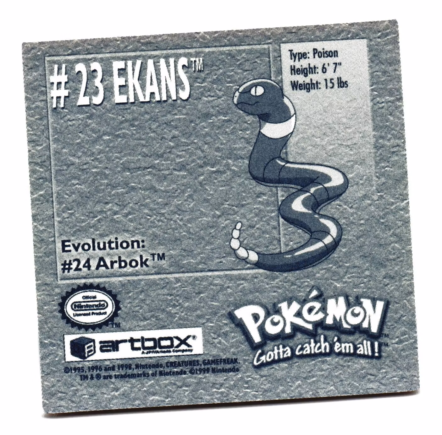 Ekans #23 Stickers 1999 Series 1 Pokemon