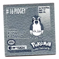 Pidgey #16 Stickers 1999 Series 1 Pokemon