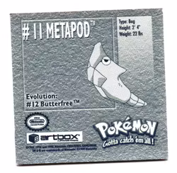Metapod #11 Stickers 1999 Series 1 Pokemon