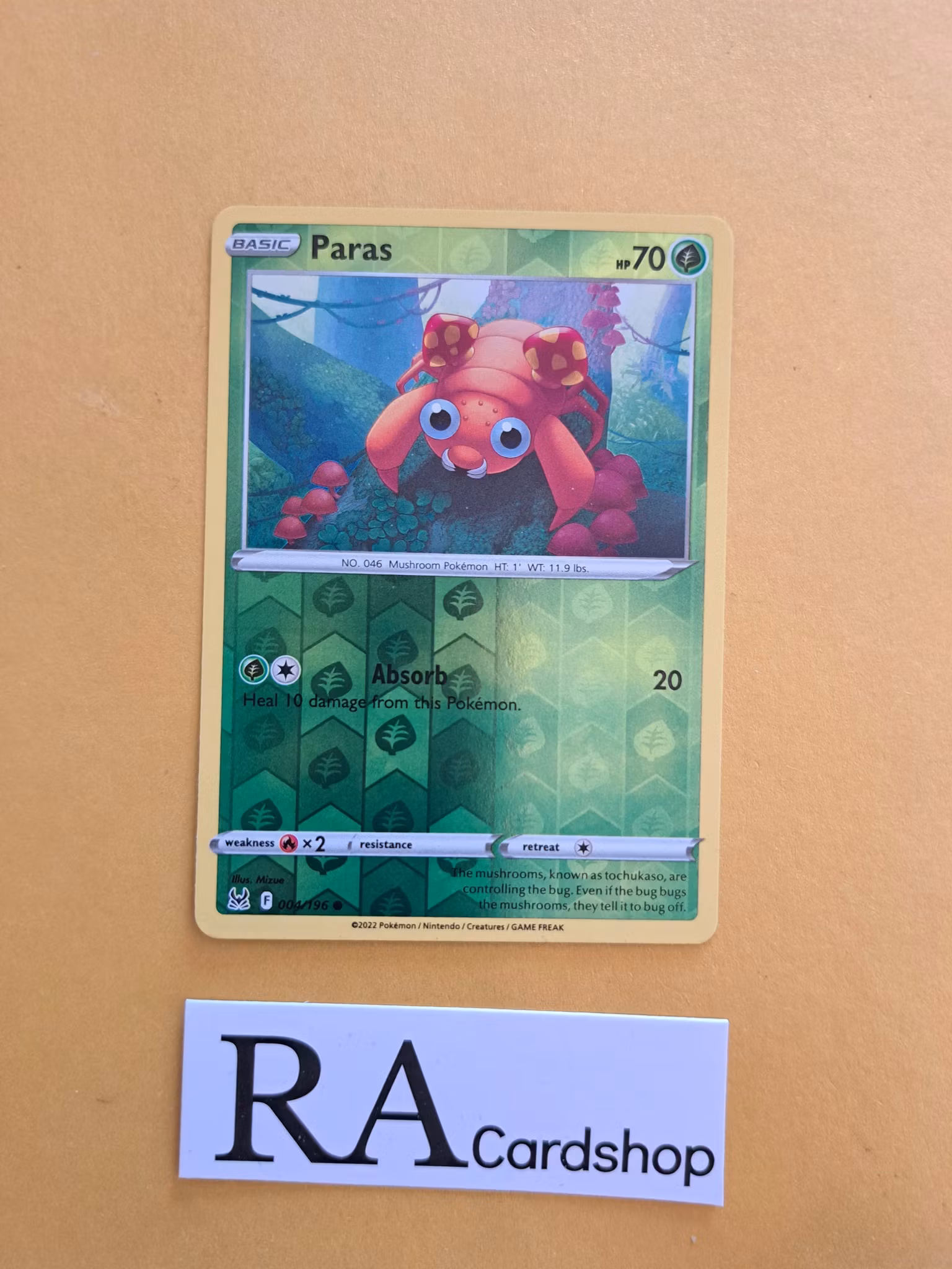 Paras Reverse Holo Common 004/196 Lost Origin Pokemon