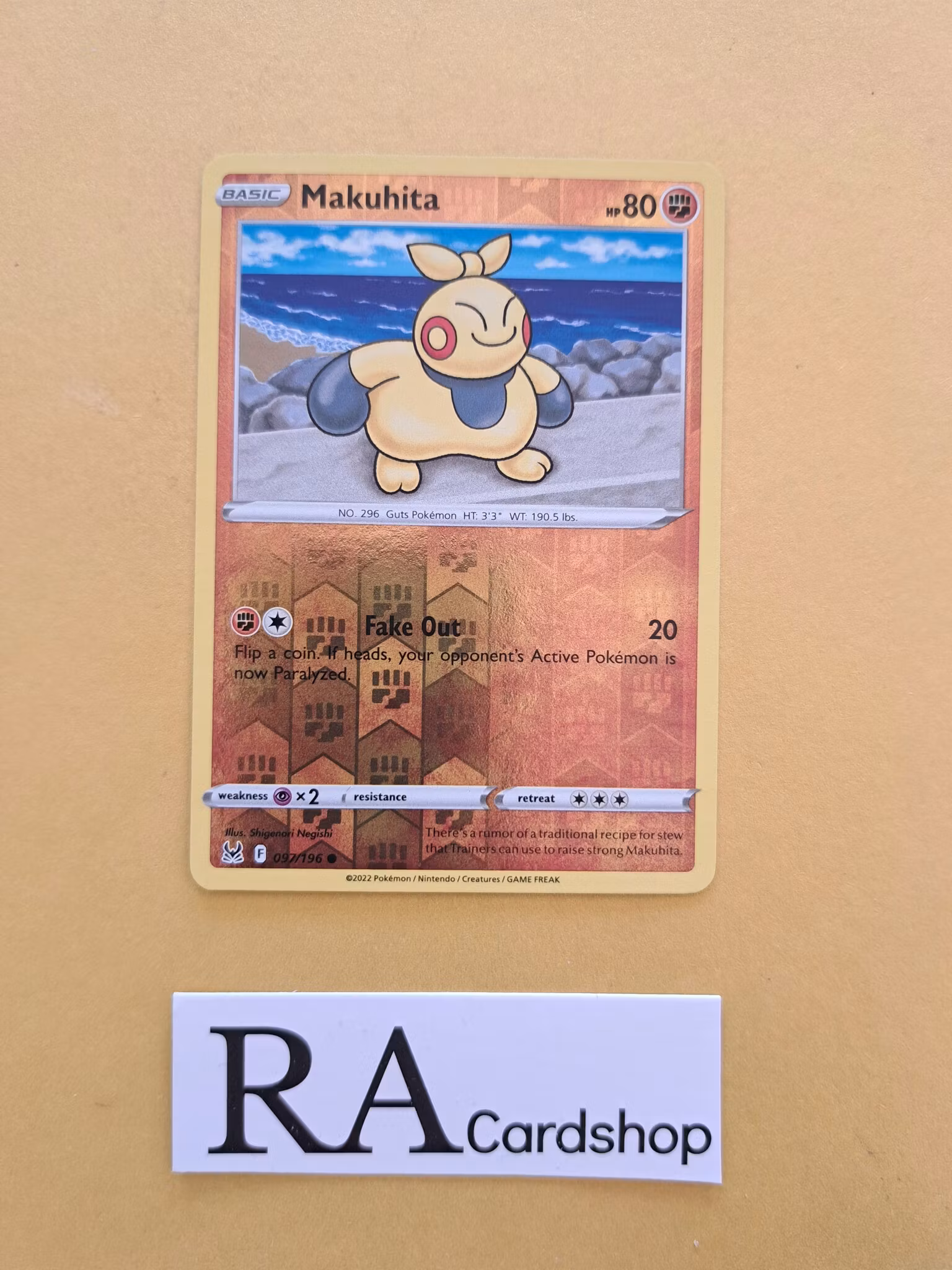 Makuhita Reverse Holo Common 097/196 Lost Origin Pokemon