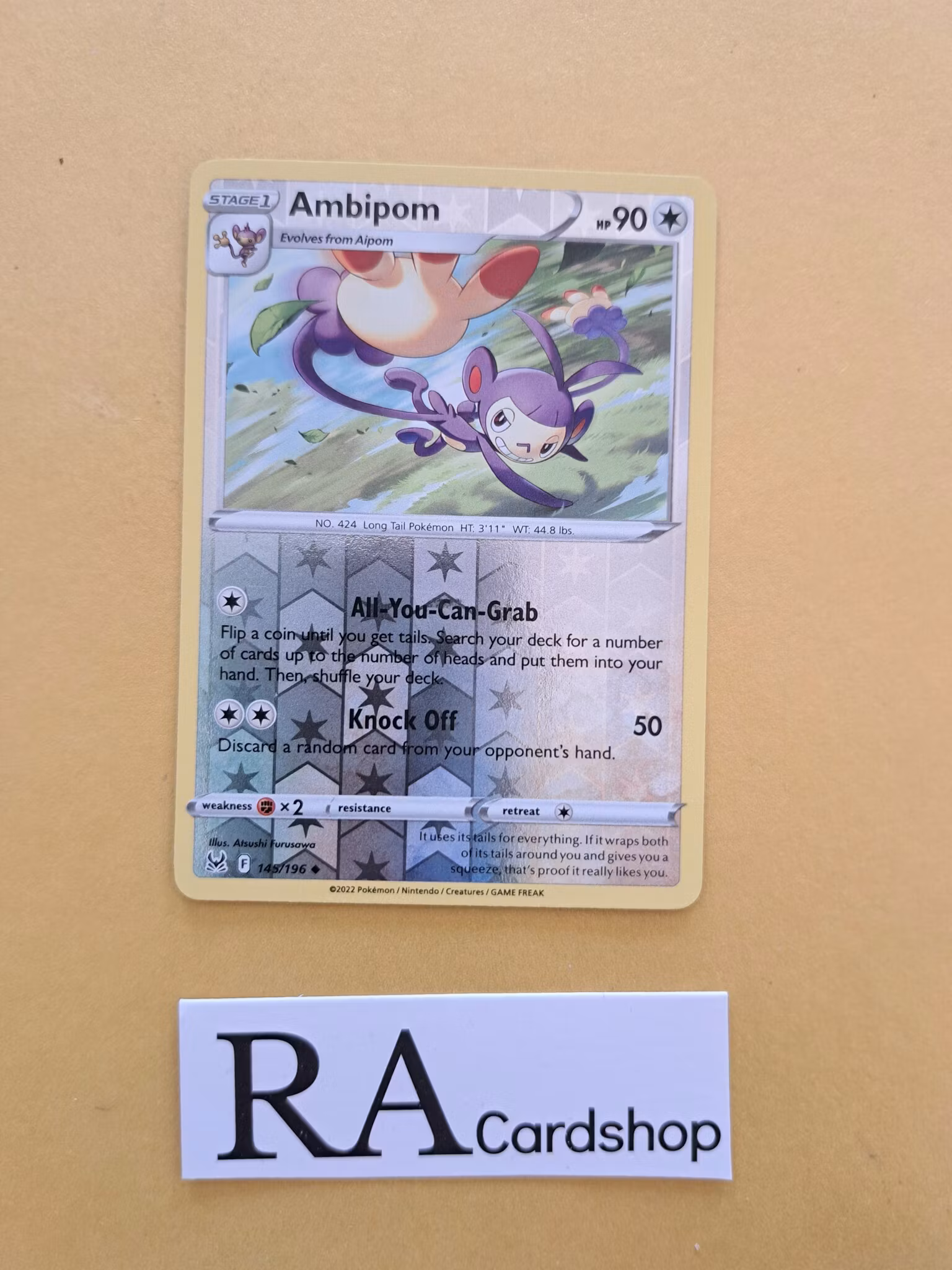 Ambipom Reverse Holo Uncommon 145/196 Lost Origin Pokemon