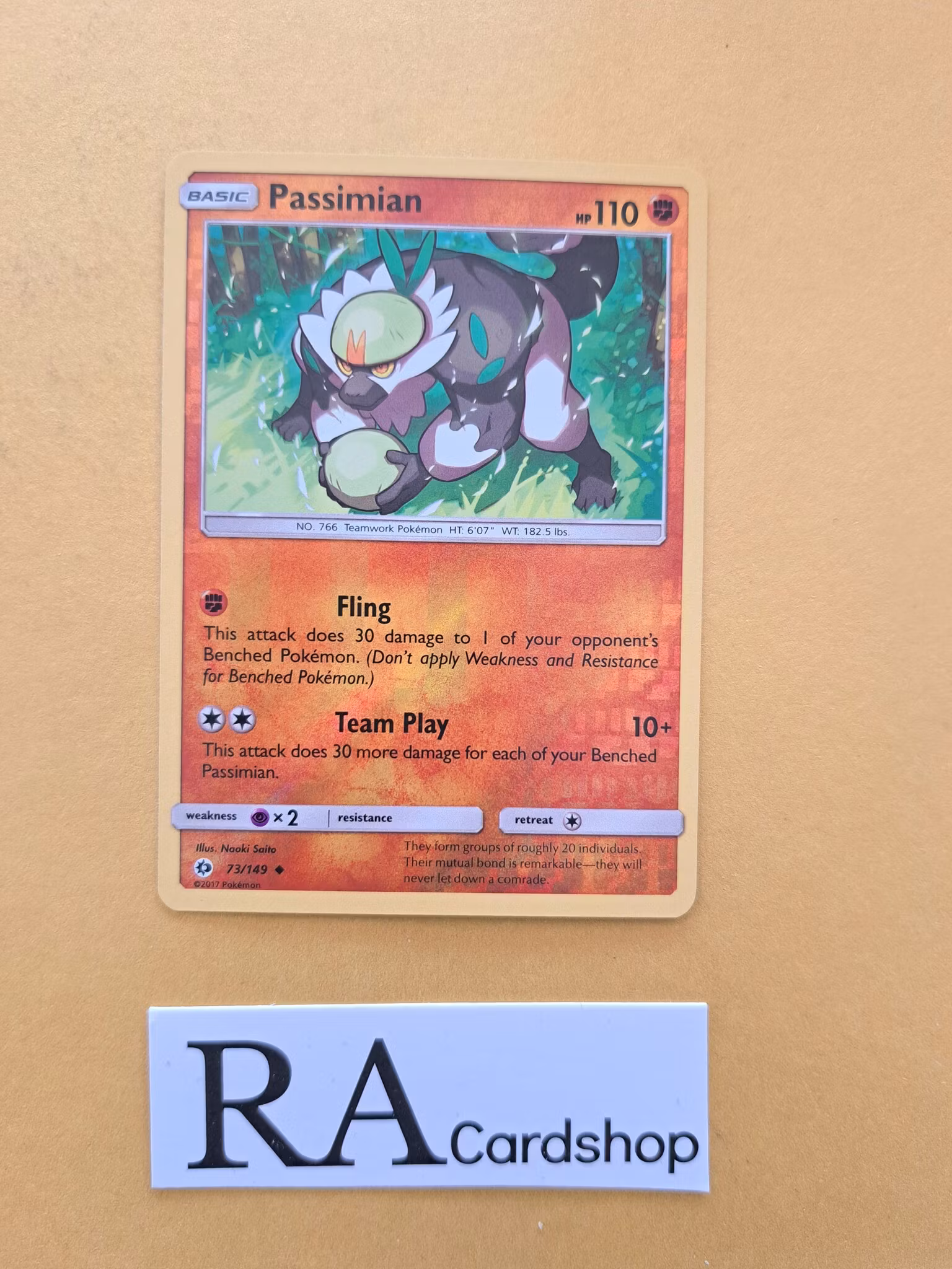 Passimian Reverse Holo Uncommon 73/149 Sun and Moon Pokemon