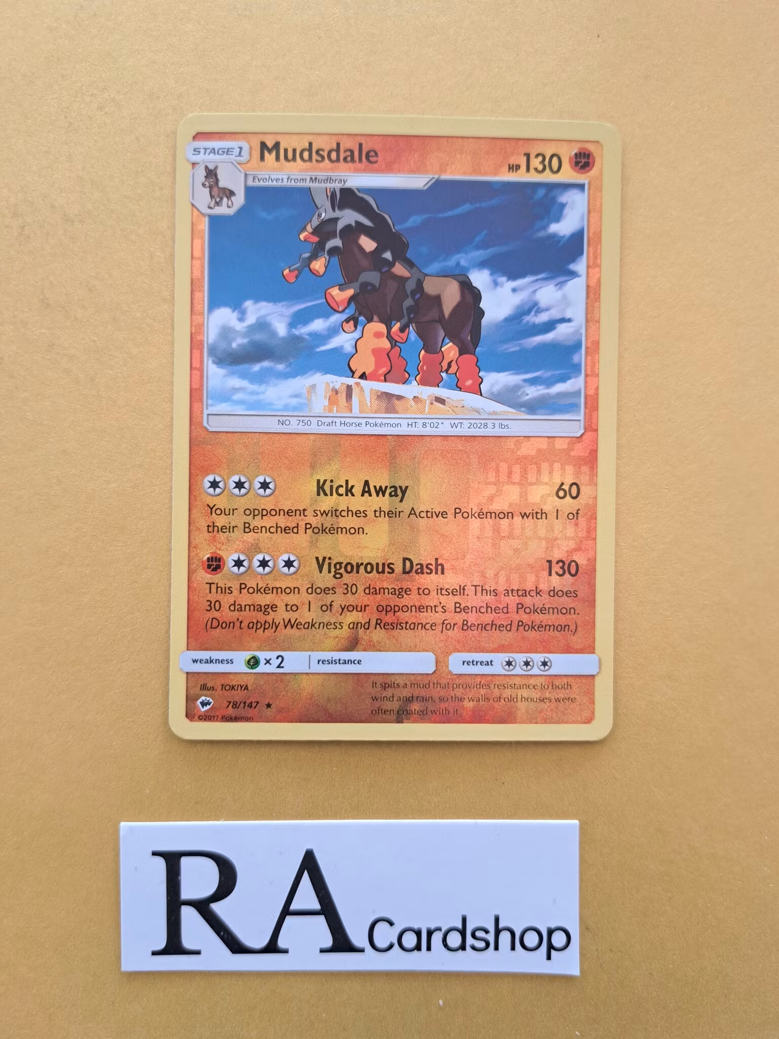 Mudsdale Reverse Holo Rare 78/147 Burning Shadows Pokemon