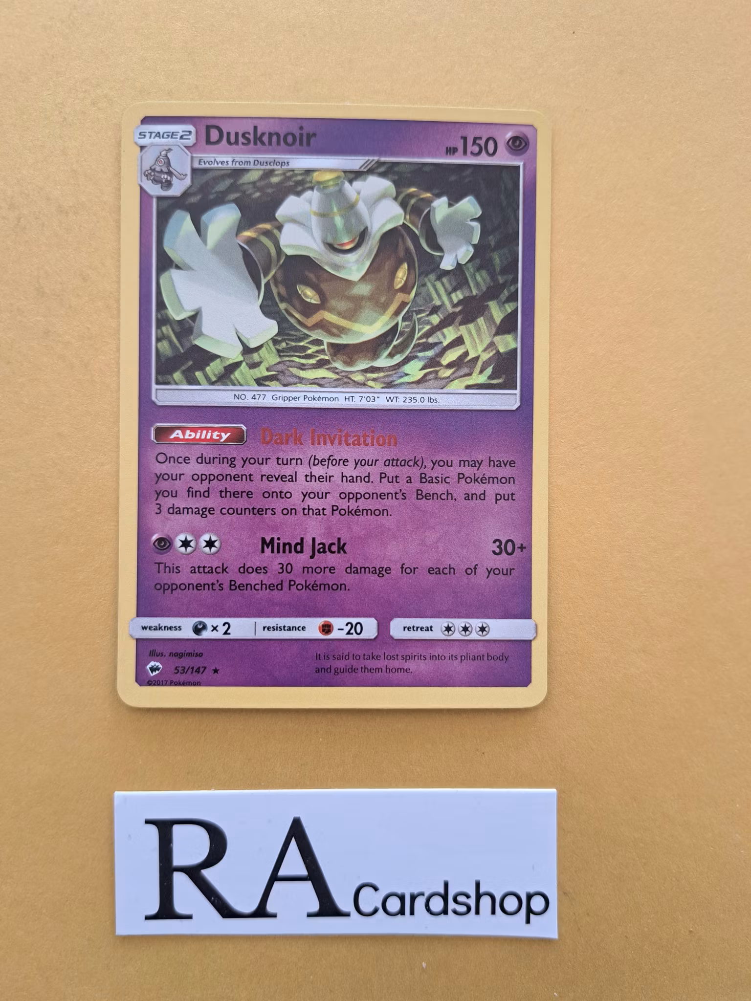 Dusknoir Holo Rare 53/147 Burning Shadows Pokemon