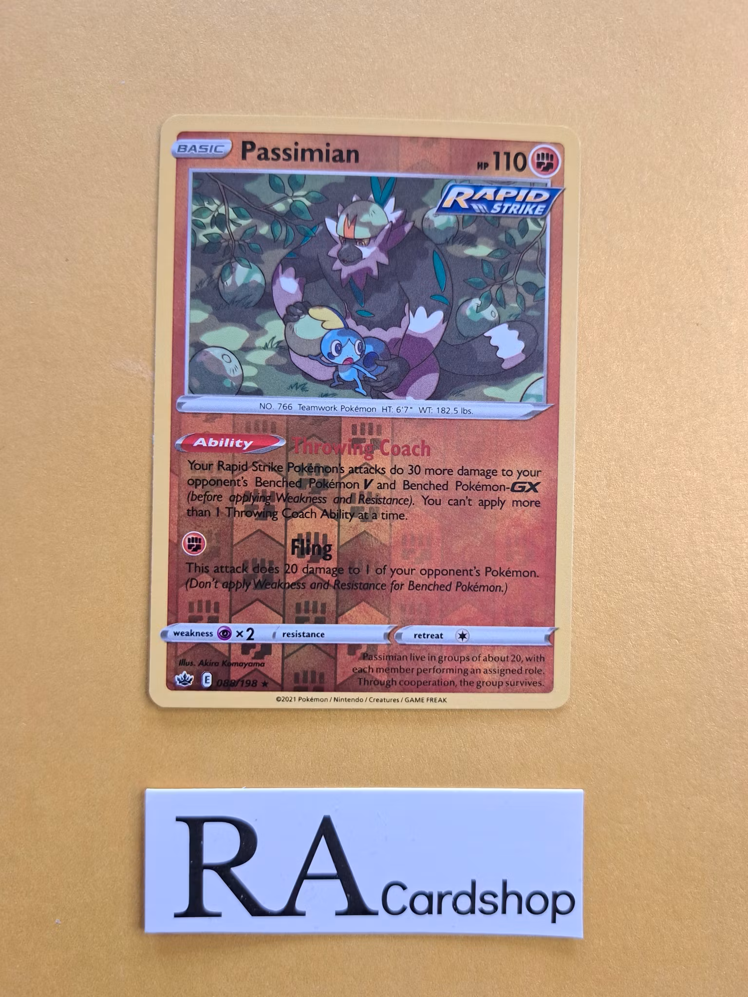 Passimian Reverse Holo Rare 088/198 Chilling Reign Pokemon