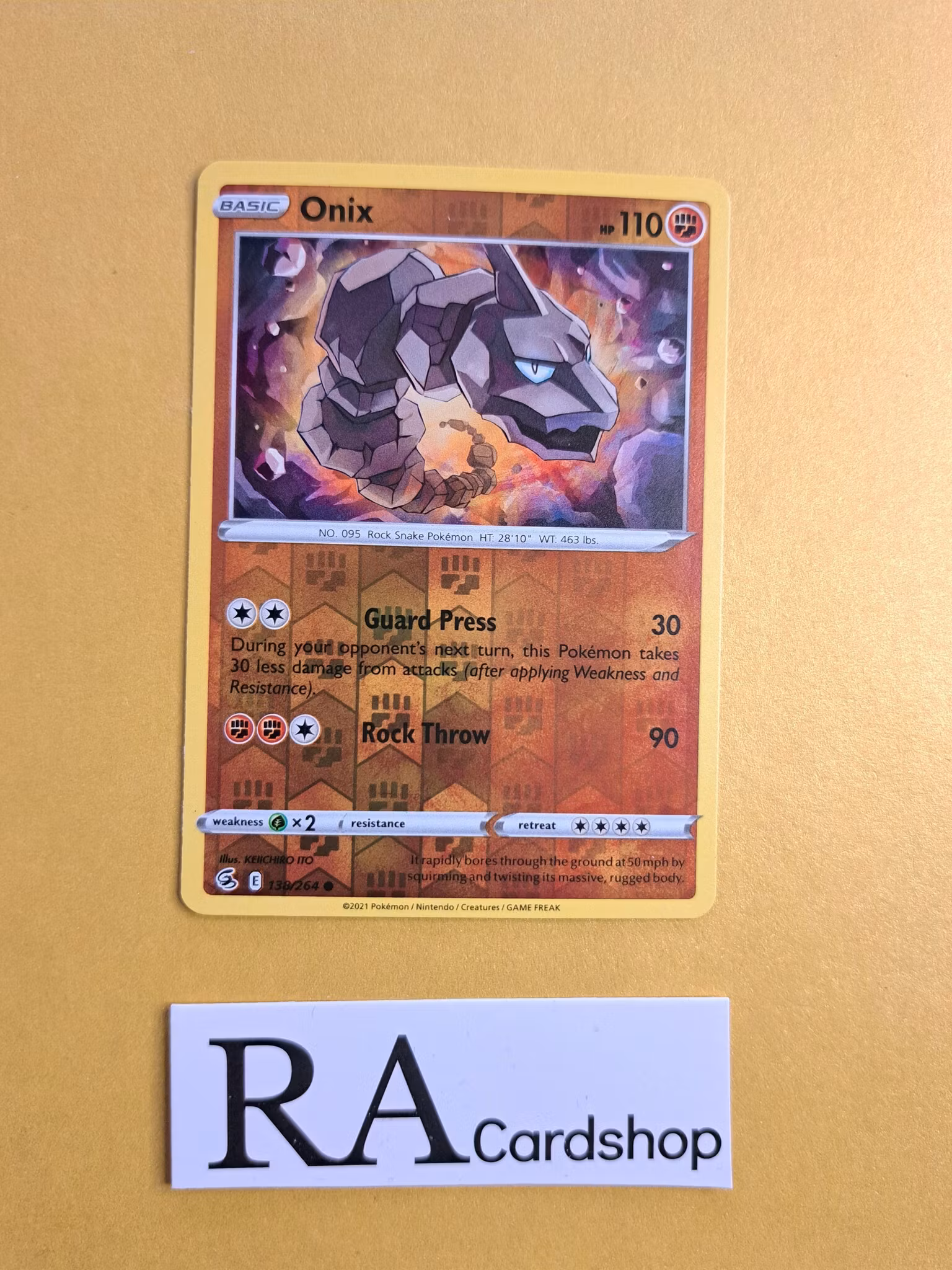 Onix Reverse Holo Common 138/264 Fusion Strike Pokemon