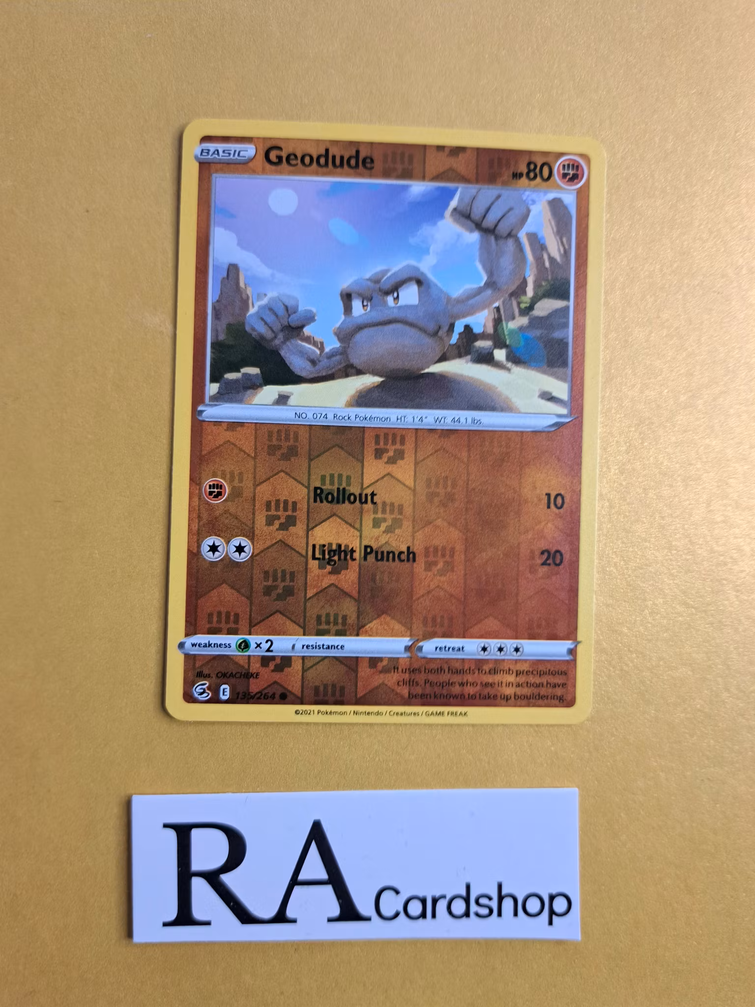 Geodude Reverse Holo Common 135/264 Fusion Strike Pokemon
