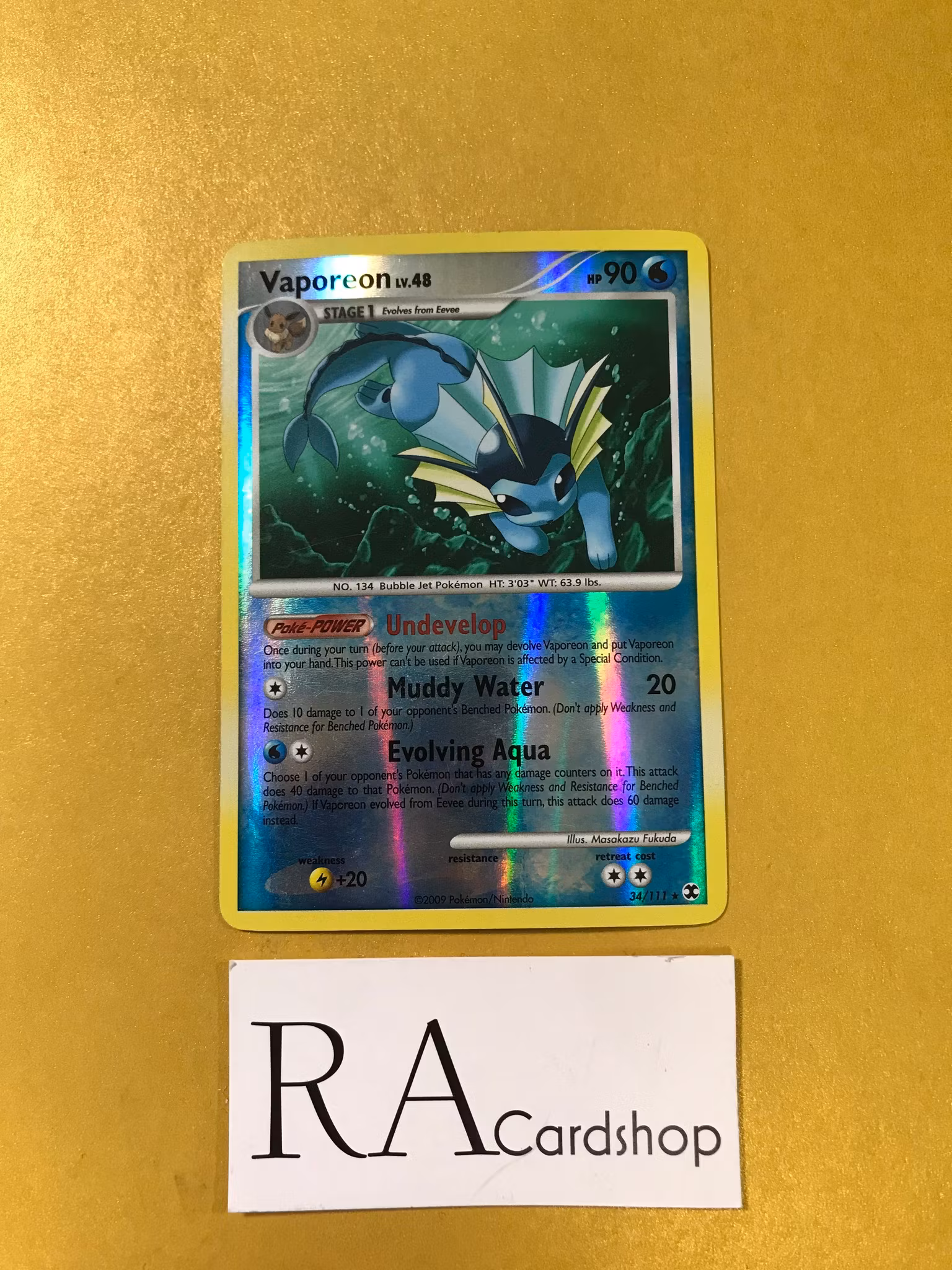 Vaporeon Lv.48 Reverse Holo Rare 34/111 Rising Rivals Pokemon