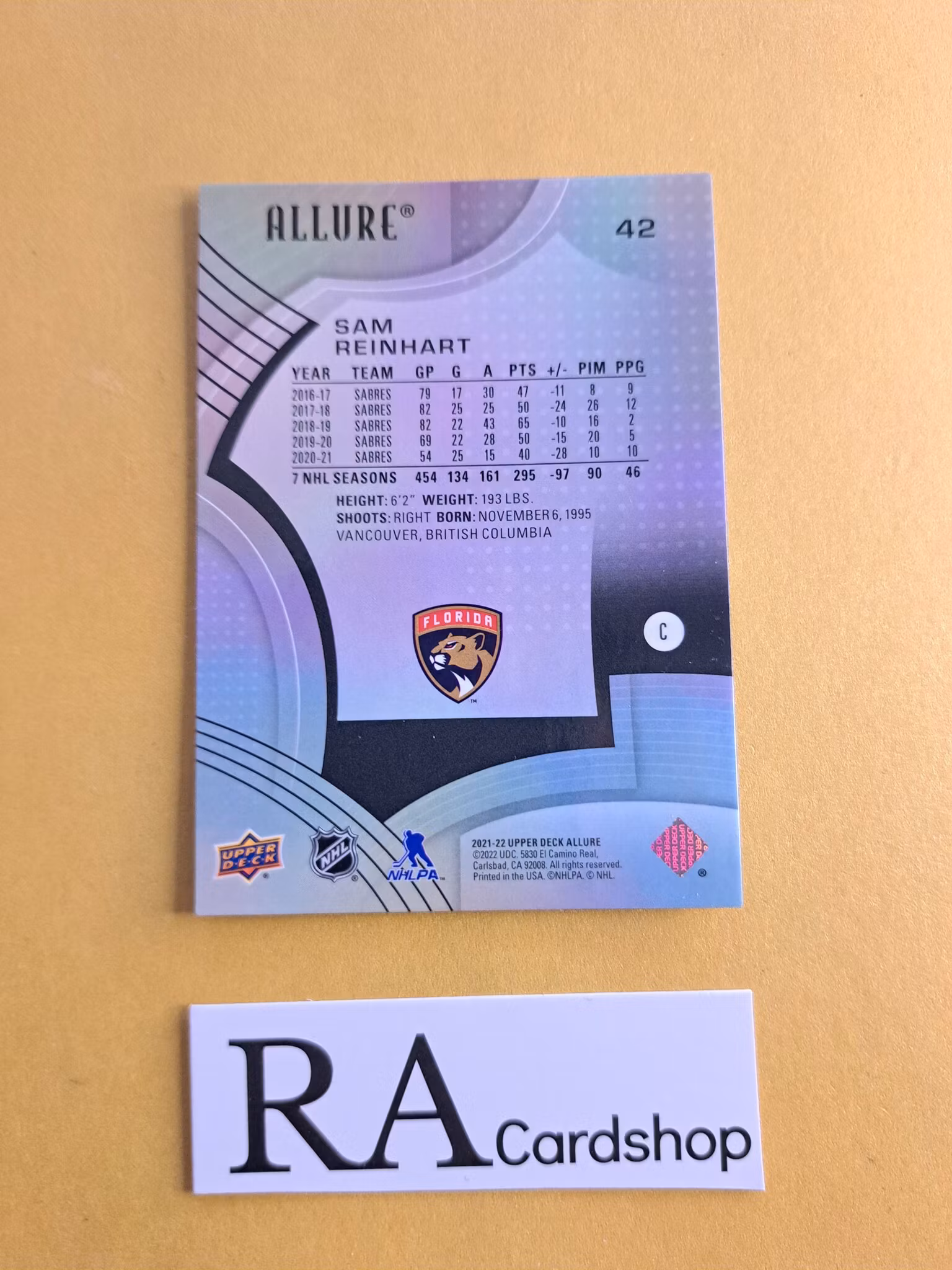 Sam Reinhart #42 Florida Panthers 2021-22 Upper Deck Allure