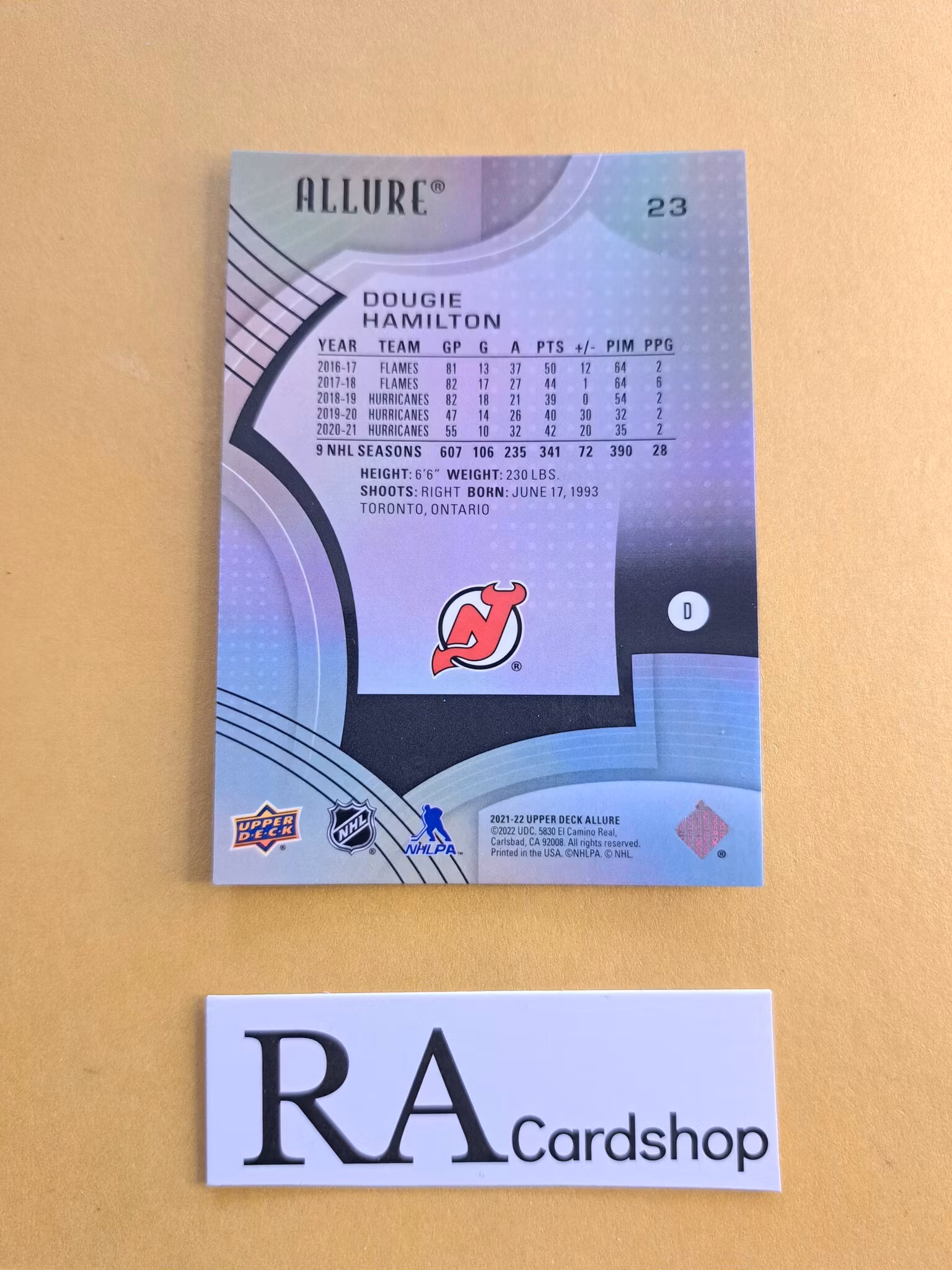 Dougie Hamilton New Jersey Devils #23 2021-22 Upper Deck Allure