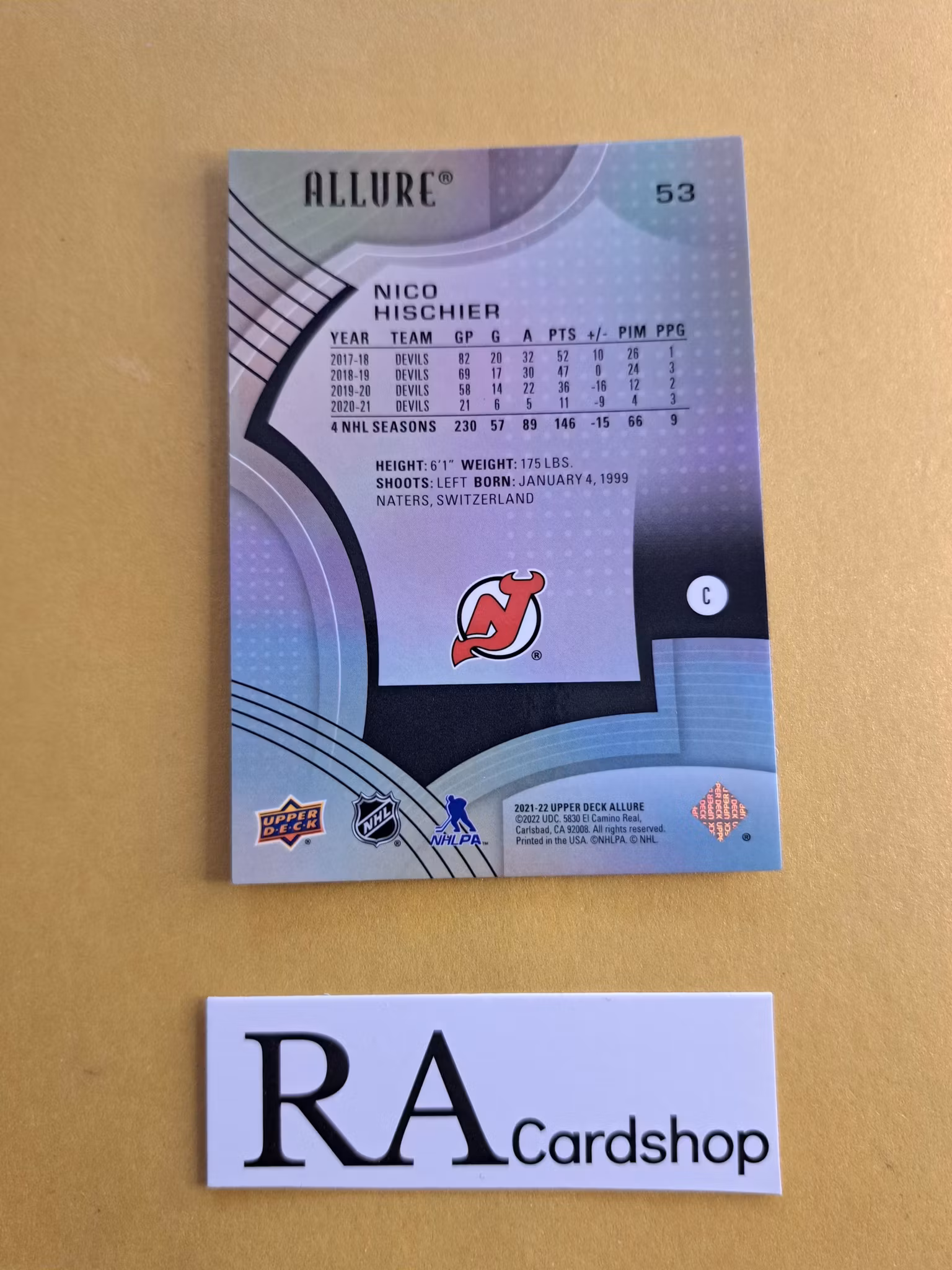 Nico Hischier New Jersey Devils #53 2021-22 Upper Deck Allure
