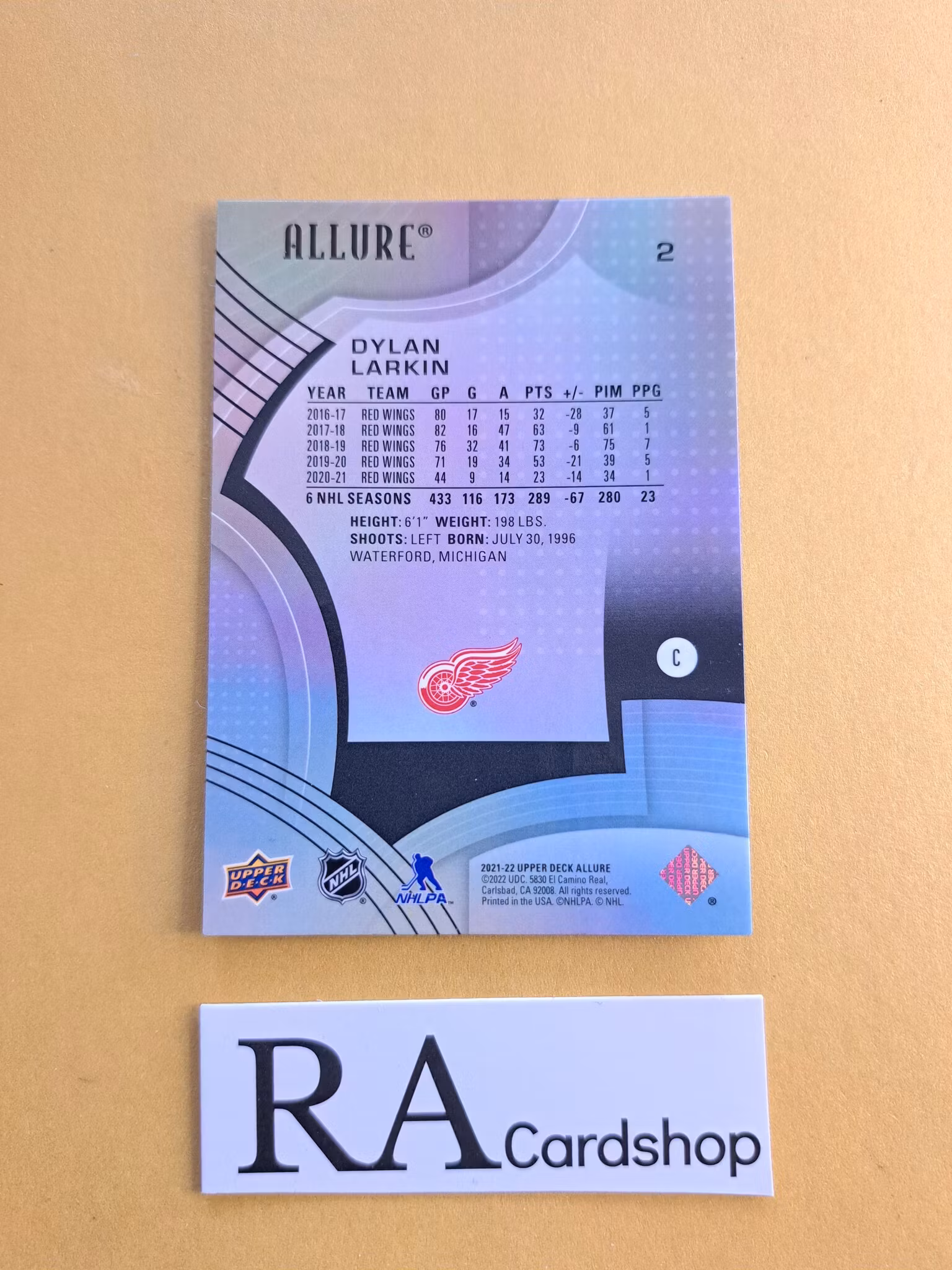 Dylan Larkin Detroit Red Wings #2 2021-22 Upper Deck Allure