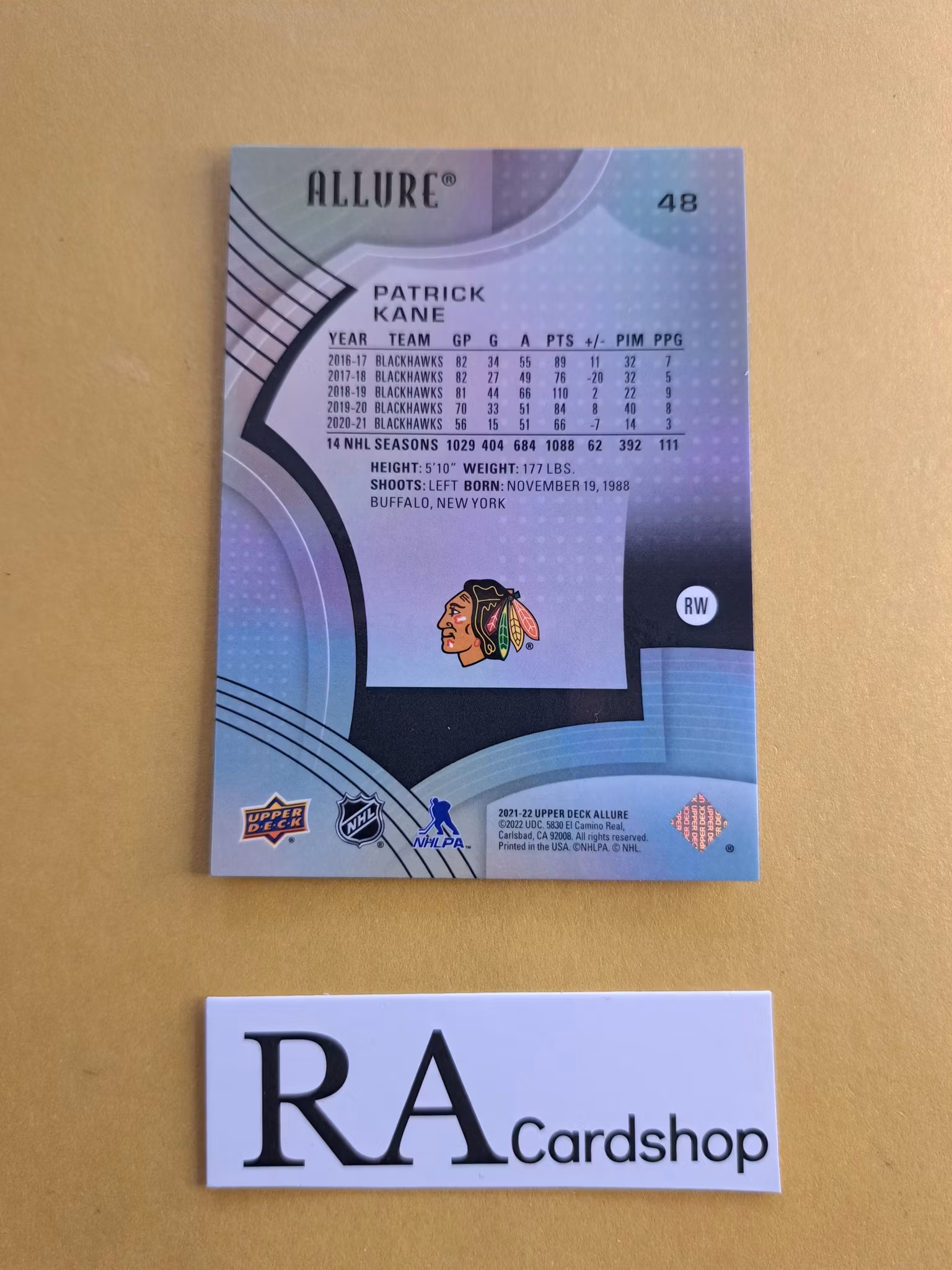 Patrick Kane Chichago Blackhawks #48 2021-22 Upper Deck Allure