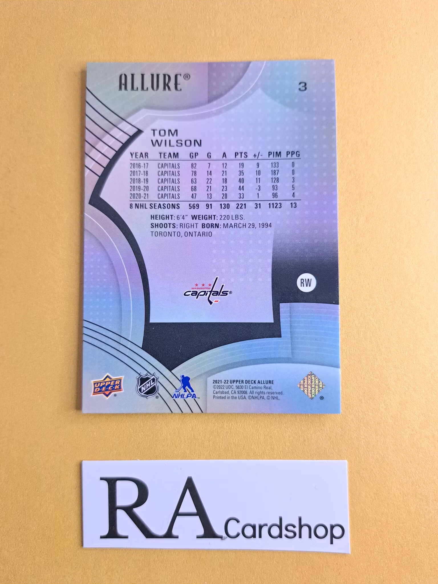 Tom Wilson Washington Capitals #3 2021-22 Upper Deck Allure