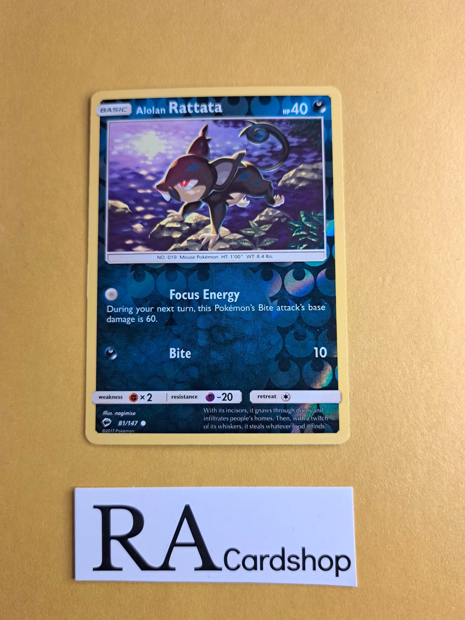 Alolan Rattata Reverse Holo Common 81/147 Burning Shadows Pokemon
