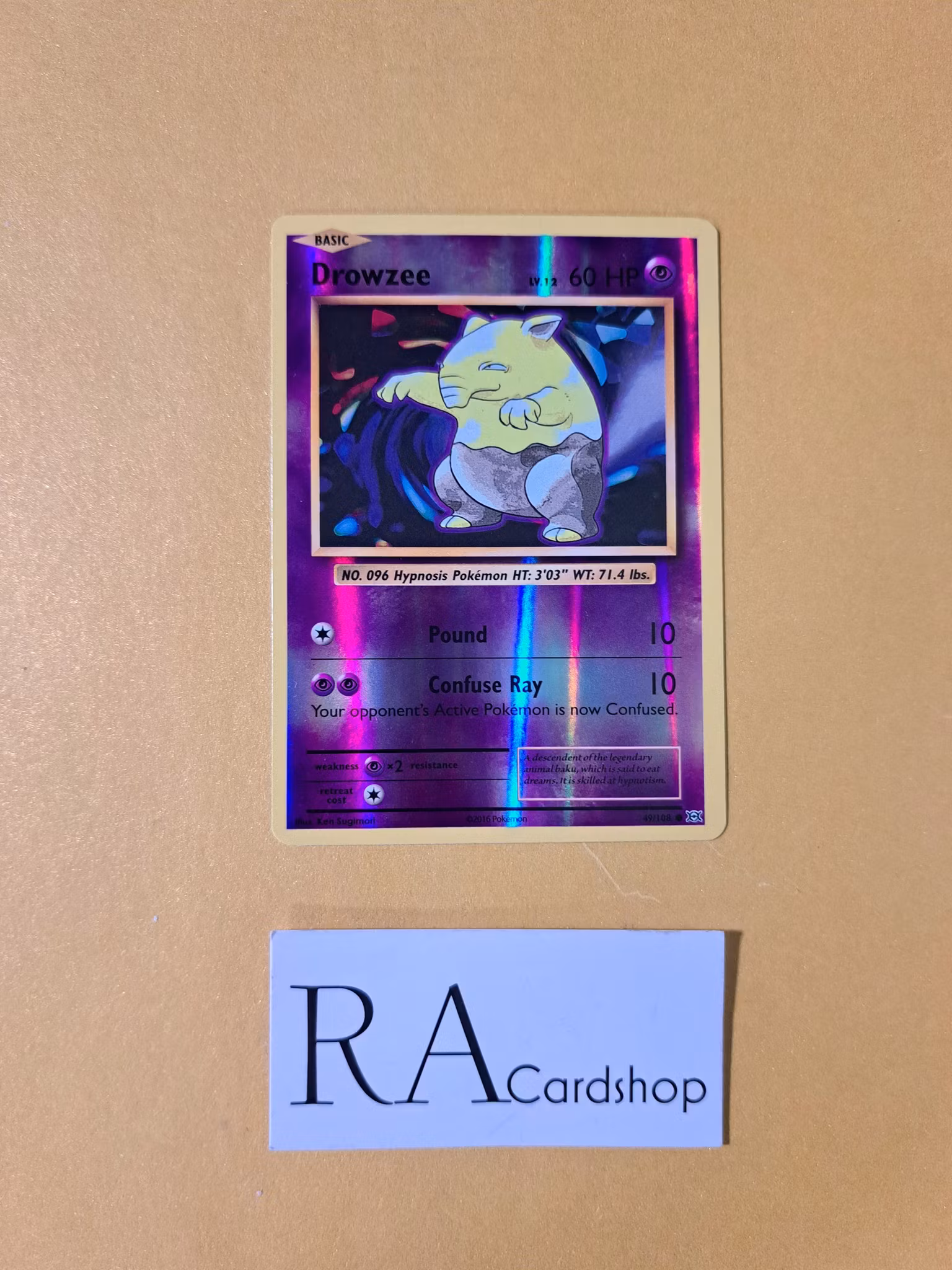 Drowzee Reverse Holo Common 49/108 Evolutions Pokemon