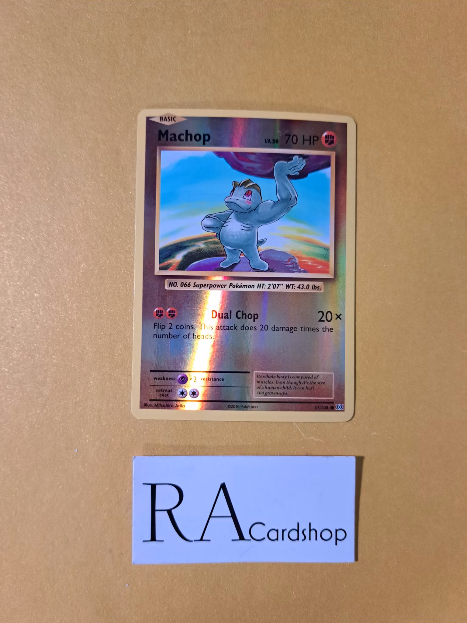 Machop Reverse Holo Common 57/108 Evolutions Pokemon