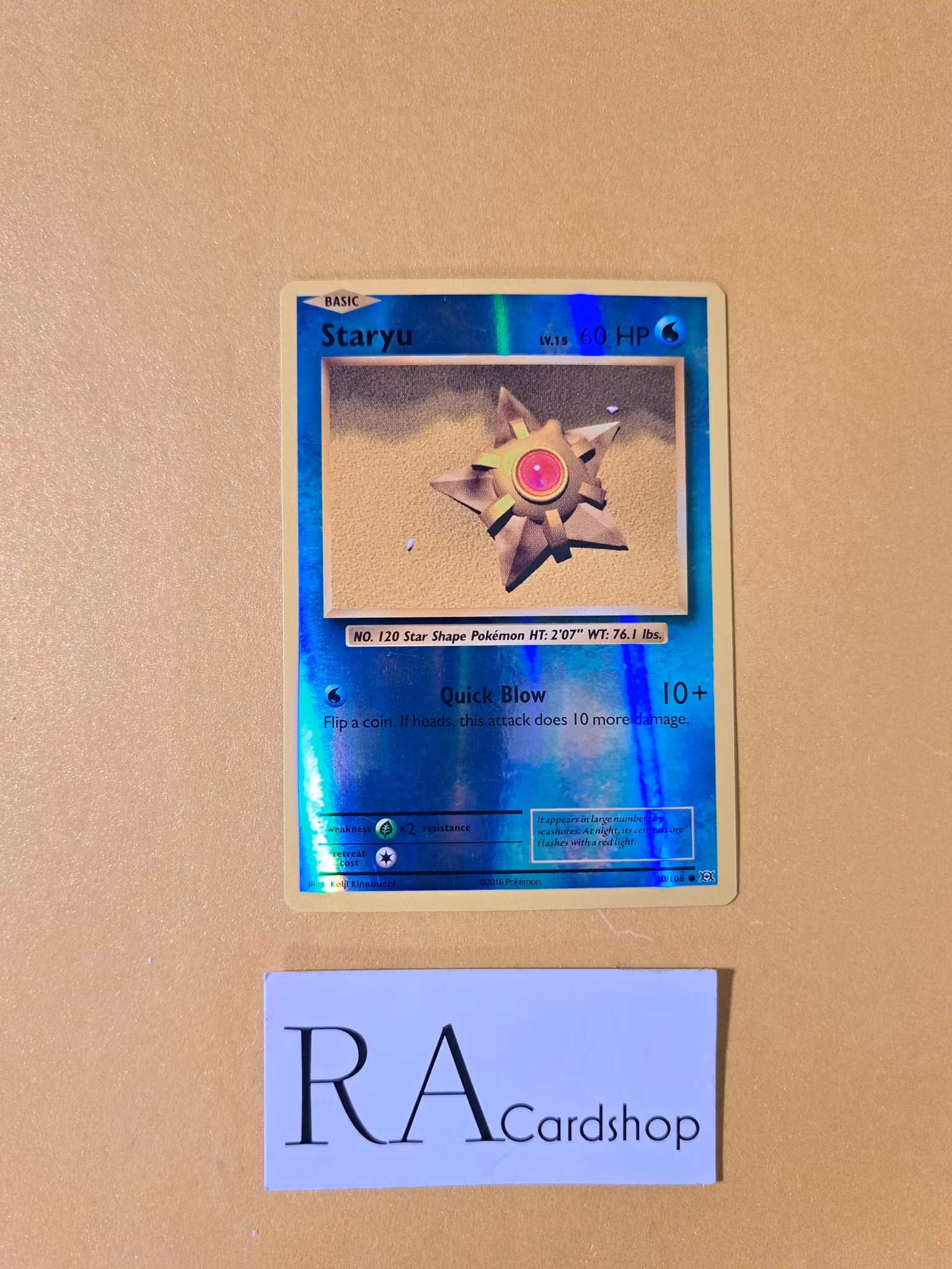 Staryu Reverse Holo Uncommon 30/108 Evolutions Pokemon